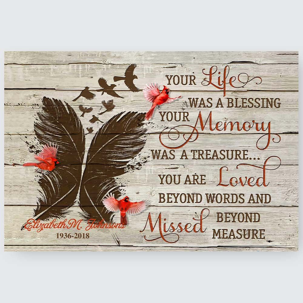 Your life was a blessing Your memory was a treasure Custom Wall Art Memorial Gifts Idea