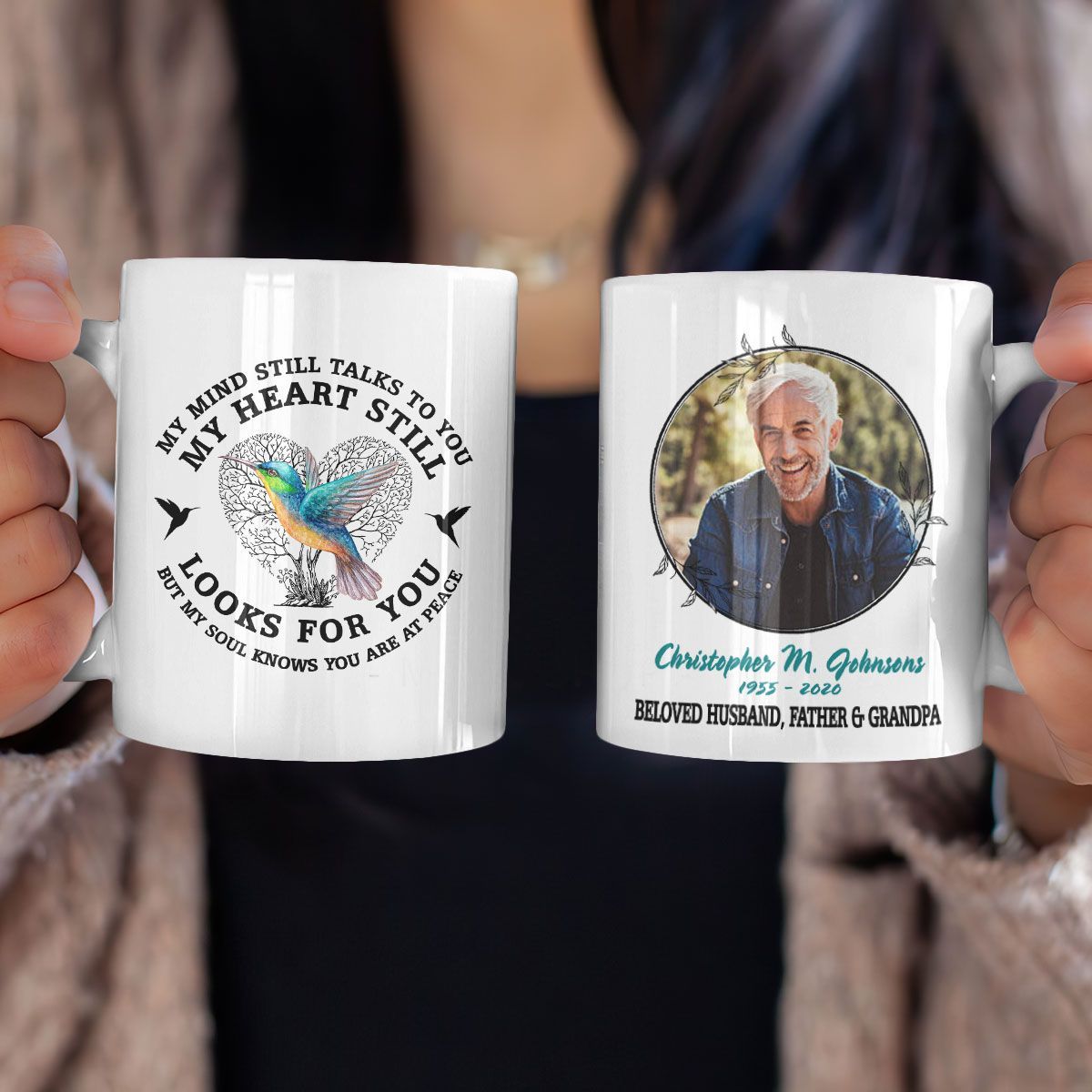 Personalized Mug Memorial My Heart Still Looks For You Custom Photo and Name