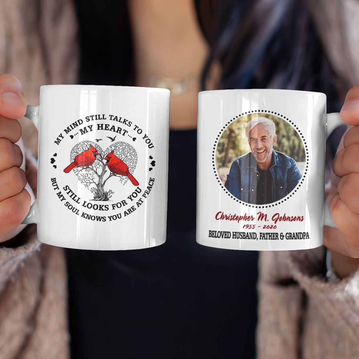 Personalized Mug Memorial Cardinal Heaven Quotes My Heart Still Looks For You
