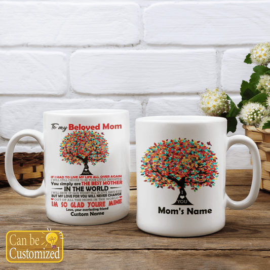 To My Beloved Mom Custom Name Mug From Daughter With Colorful Tree Art