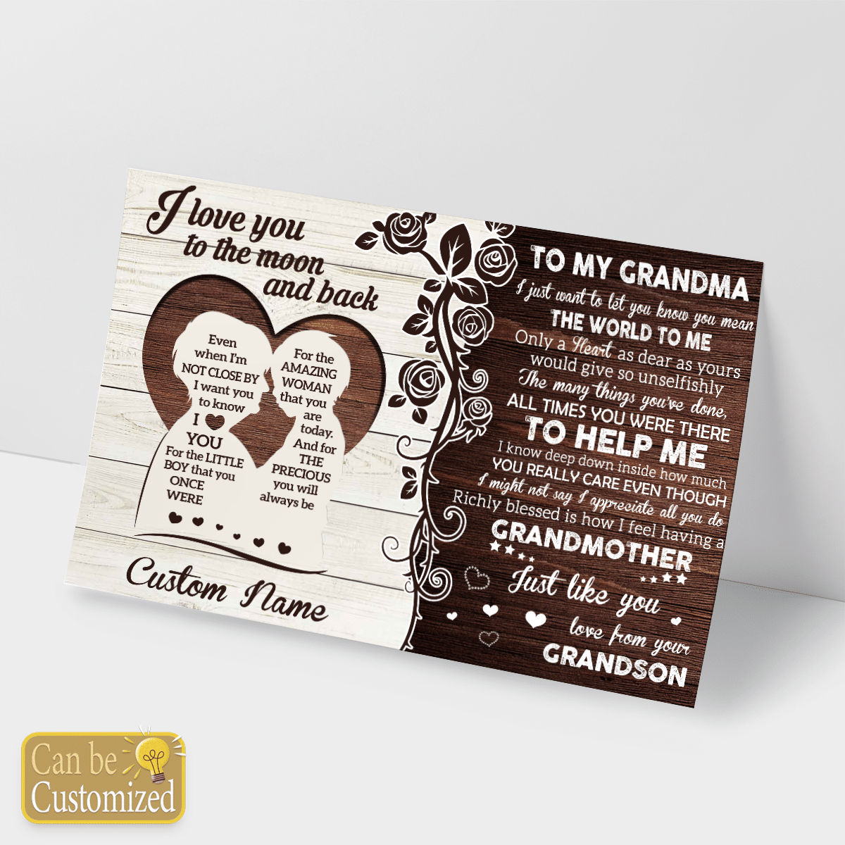 Personalized Gift For Grandma From Grandson Love You To The Moon And Back Wall Art