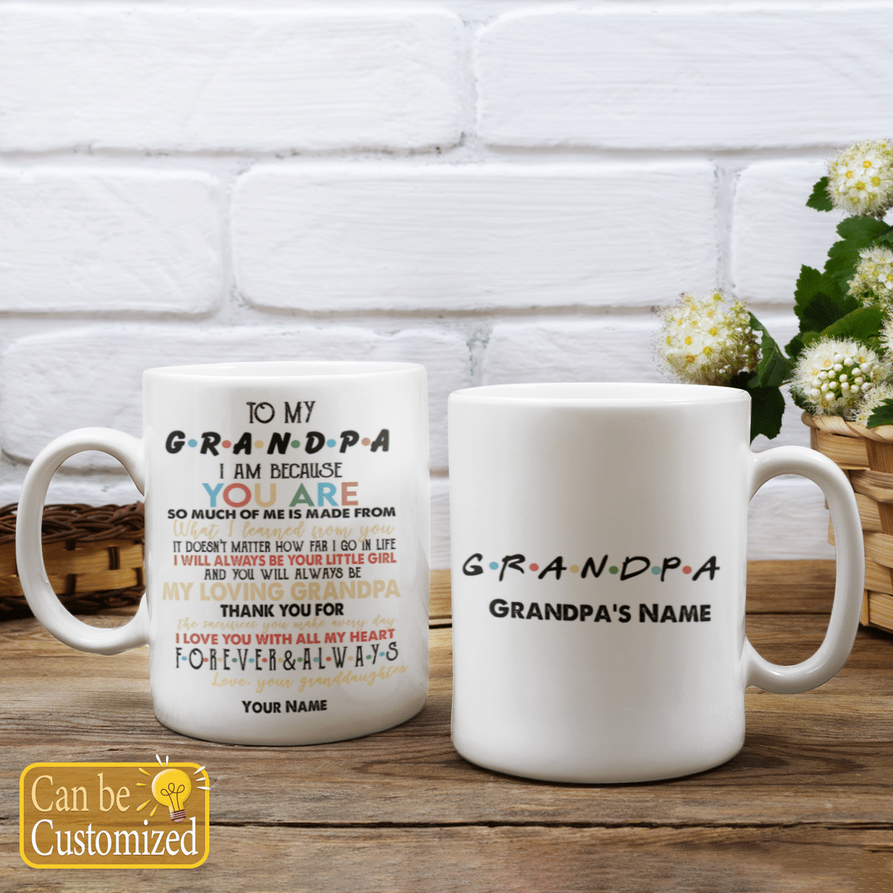 To My Grandpa Custom Name Mug From Granddaughter FRIENDS Style