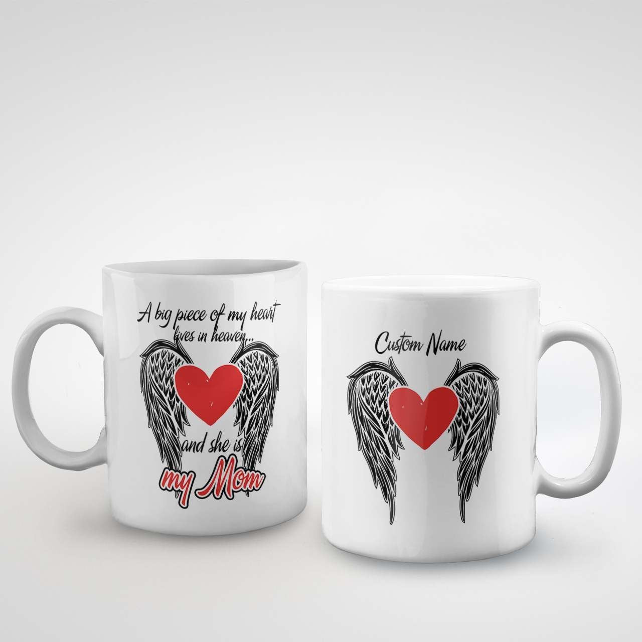 Personalized Memorial Mug A Big Piece Of My Heart Lives In Heaven And She Is My Mom