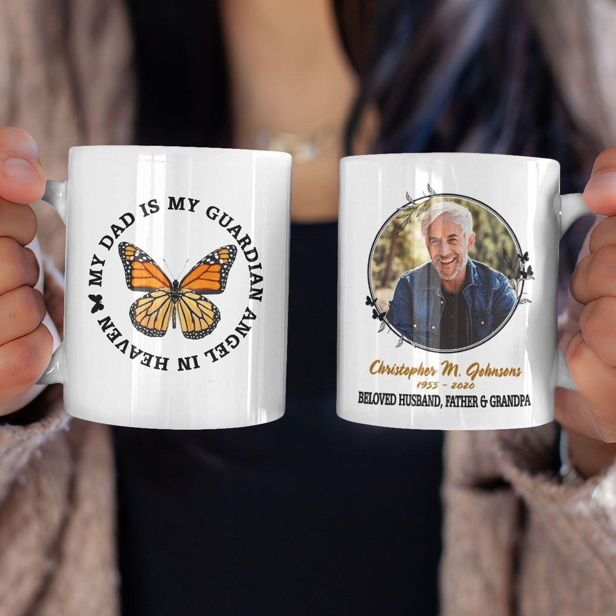 Personalized Mug Memorial My Mom Is My Guardian Angel Custom Photo and Name