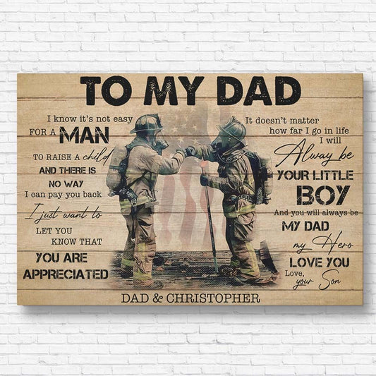 4th of July Gifts for Dad Firefighter Meaningful Quote Wall Art from Son