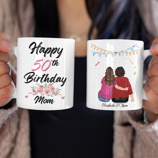 Personalized Floral Mug Birthday Gifts Custom Name For Grandma Mom Aunt