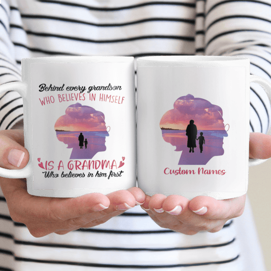 Personalized Gift For Grandma Behind Every Grandson Is A Grandma Mug With Quote