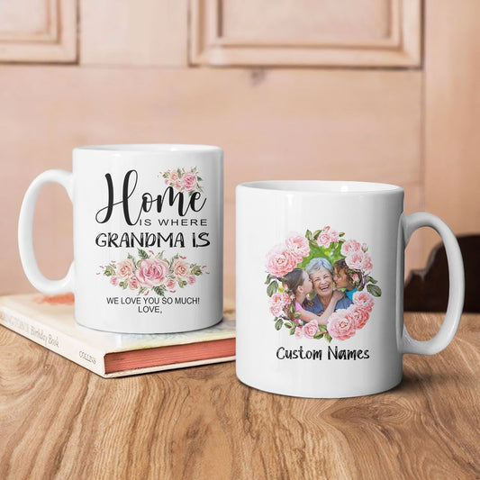 Personalized Gift For Grandma Home Is Where Grandma Is Mug Custom Photo