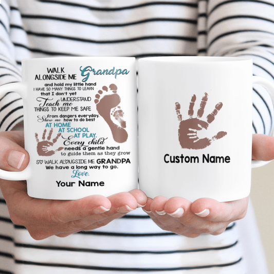 Walk Alongside Me Grandpa Custom Name Mug