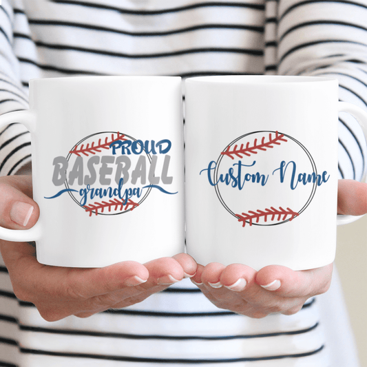 Proud Baseball Grandpa Custom Name Mug Personalized Gift
