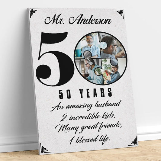 Personalized Photo Wall Art 50 Years Birthday Gifts for Him, Dad, Grandpa, Uncle