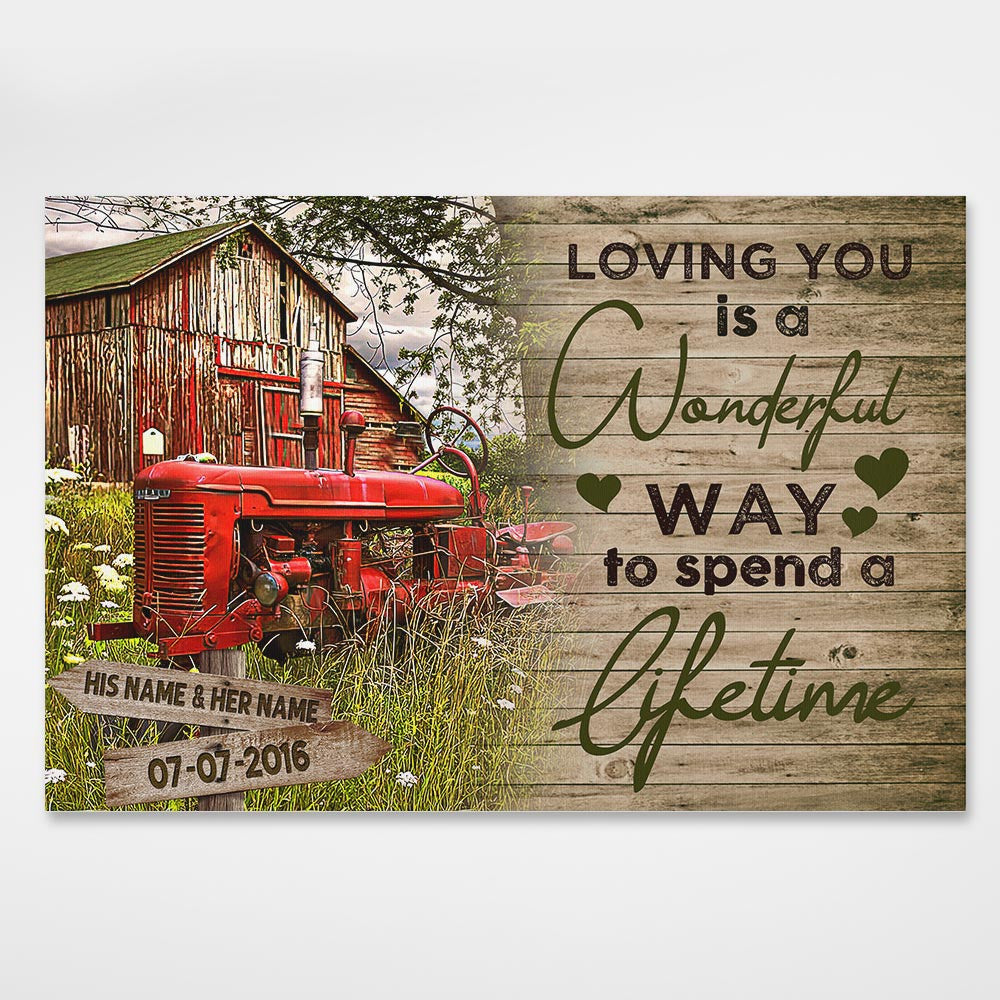 Custom Canvas Prints Personalized Wedding Anniversary Gifts Loving You Is A Wonderful Way To Spend A Lifetime Old Barn Wall Art Decor