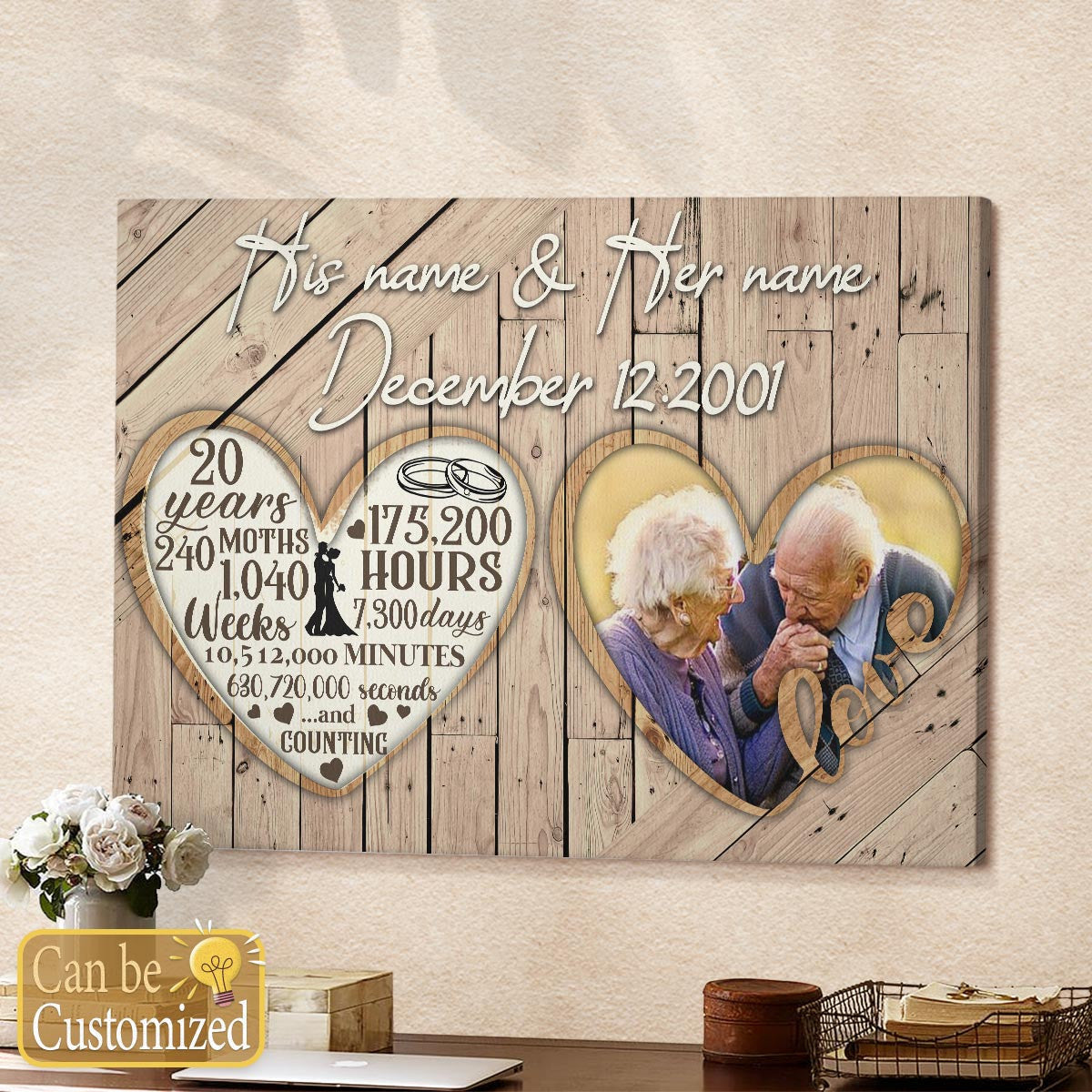 20 Years Personalized Anniversary Gifts Wall Art Canvas Gifts For Her - Gifts For Him