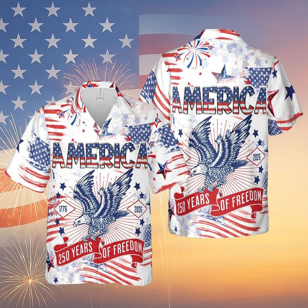 Eagle America 250 Years Of Freedom Hawaiian Shirt 1776 2026 Independence Day Shirt Gifts