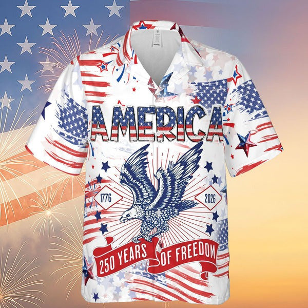 Eagle America 250 Years Of Freedom Hawaiian Shirt 1776 2026 Independence Day Shirt Gifts