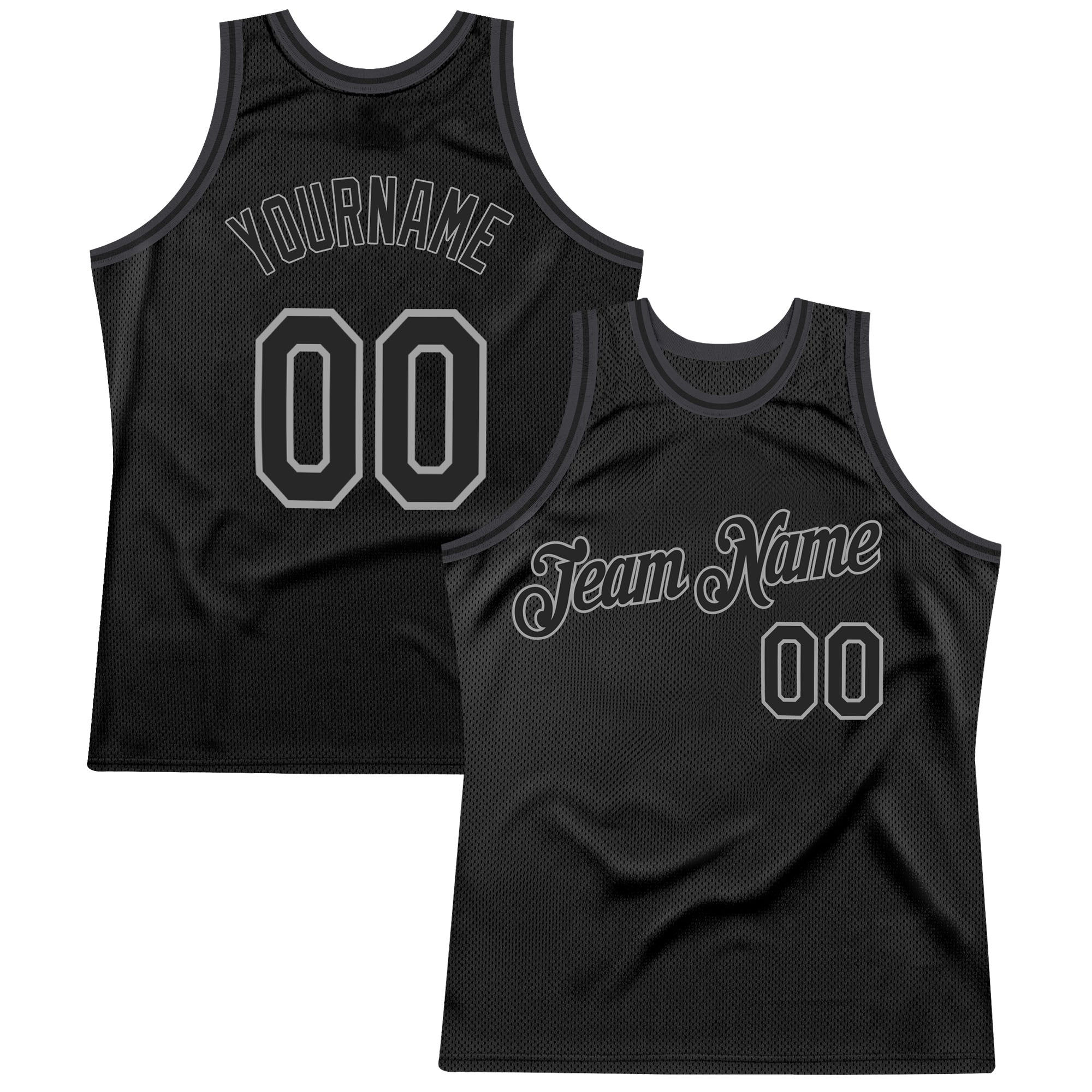 Custom Black Black-Gray Throwback Basketball Shirt