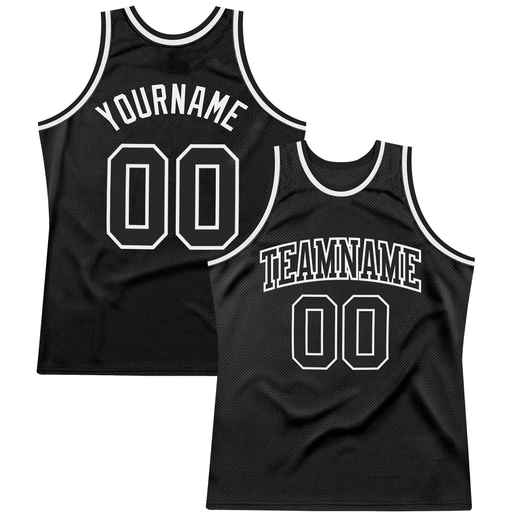 Custom Black Black-White Throwback Basketball Shirt